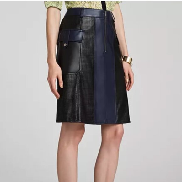 BCBGMAXAZRIA Raya Perforated Faux Leather Skirt - Picture 1 of 6
